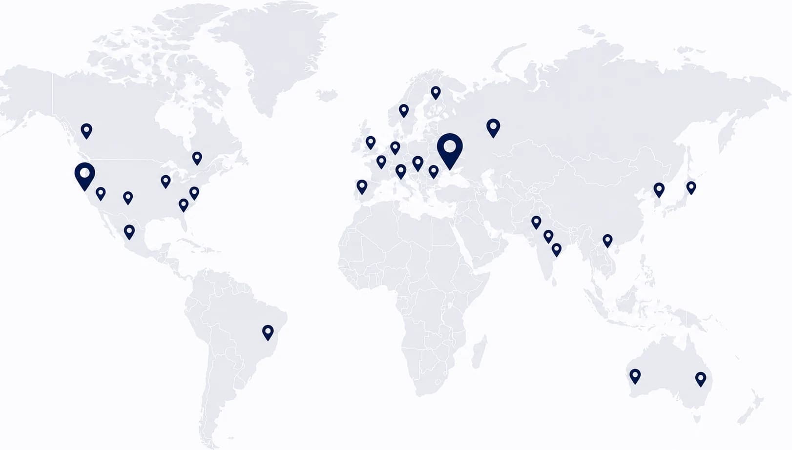 World map showing locations where CreateGo has worked with clients, in over 50 countries